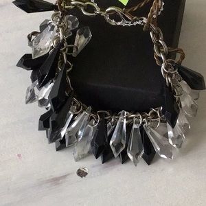 WOW silver charm bracelet with acrylic dangling crystals. Has matching earrings